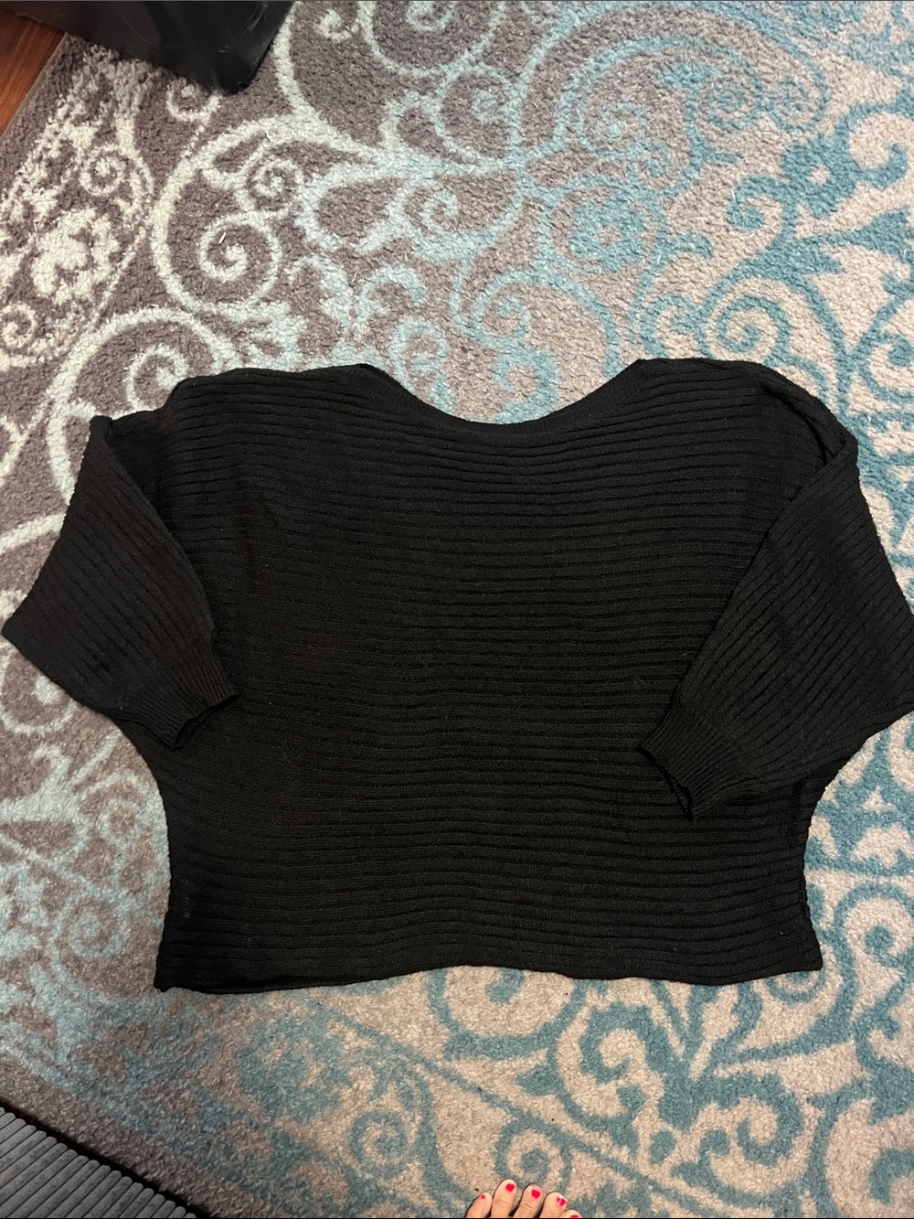 SHEIN Black Ribbed Cropped Knit Sweater - Picture 2 of 3